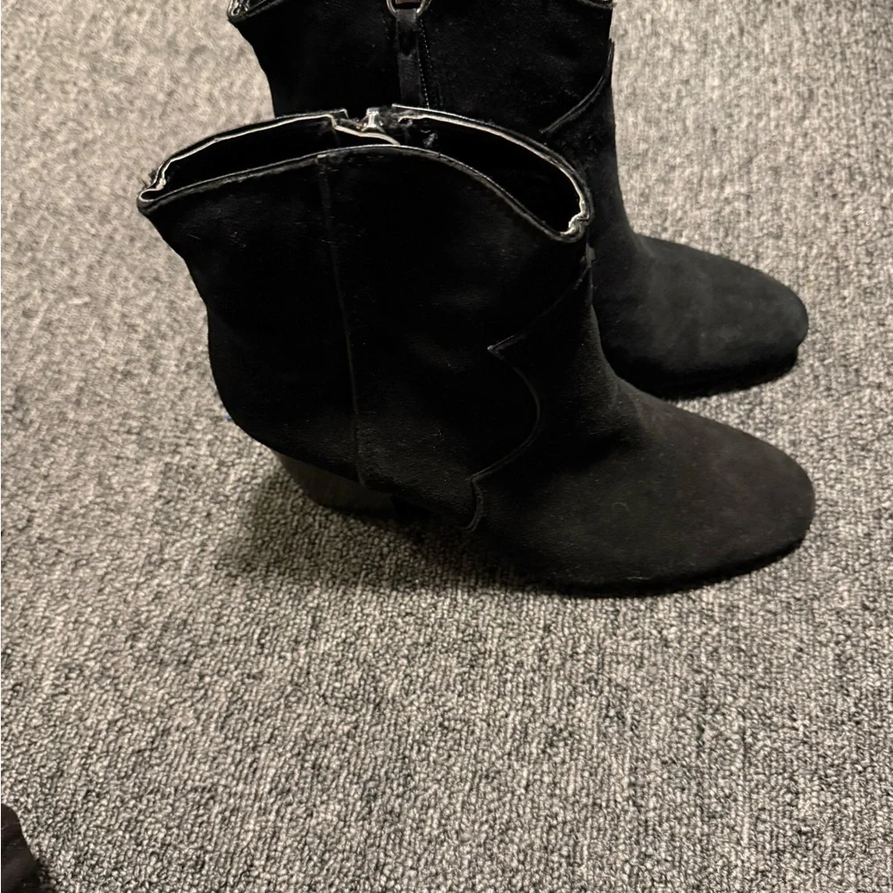 Zara Black Suede Cowboy Ankle Boots - Picture 9 of 9